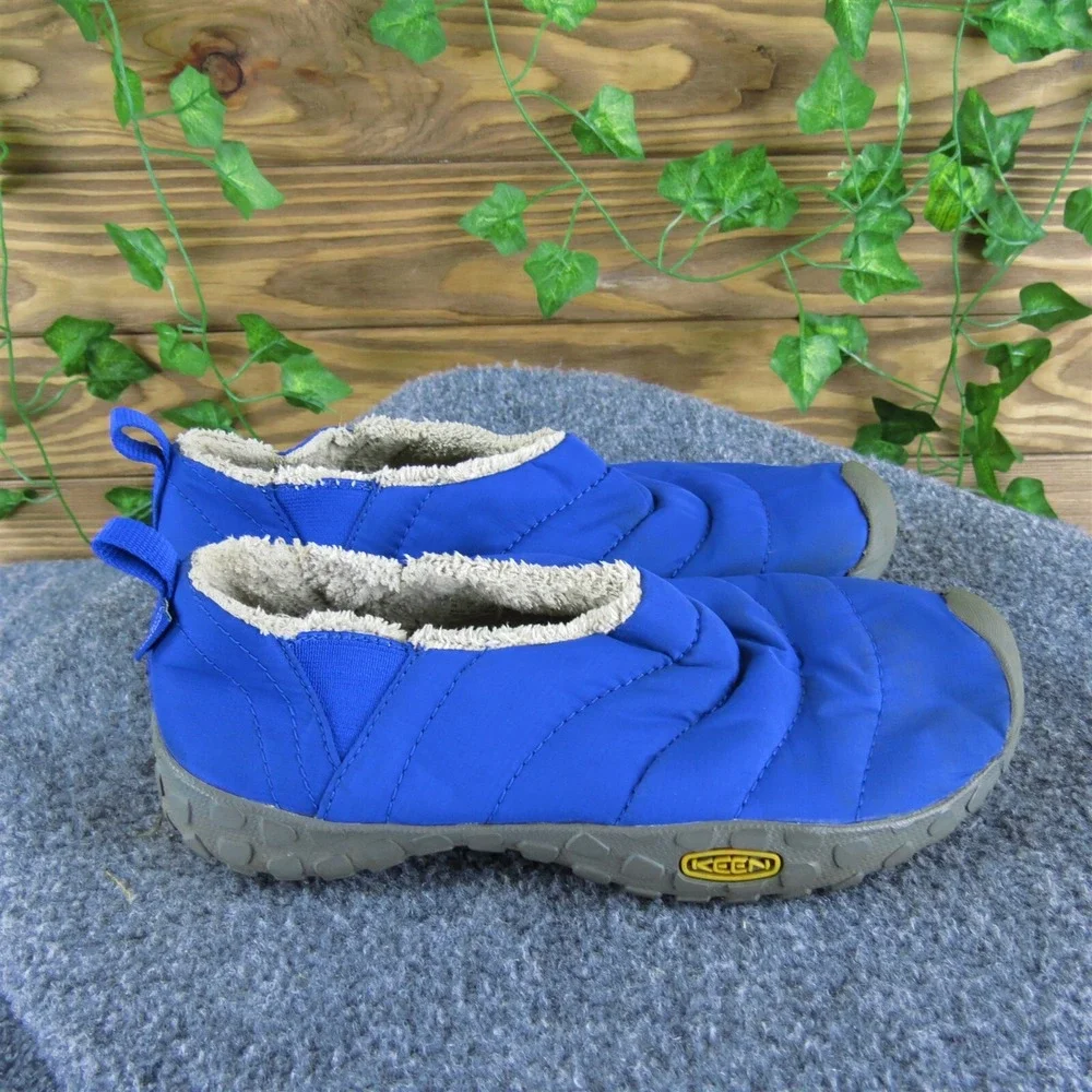 KEEN Boys Slippers Shoes Sz‎ Y 5 Medium Slipper Blue Fabric Slip On